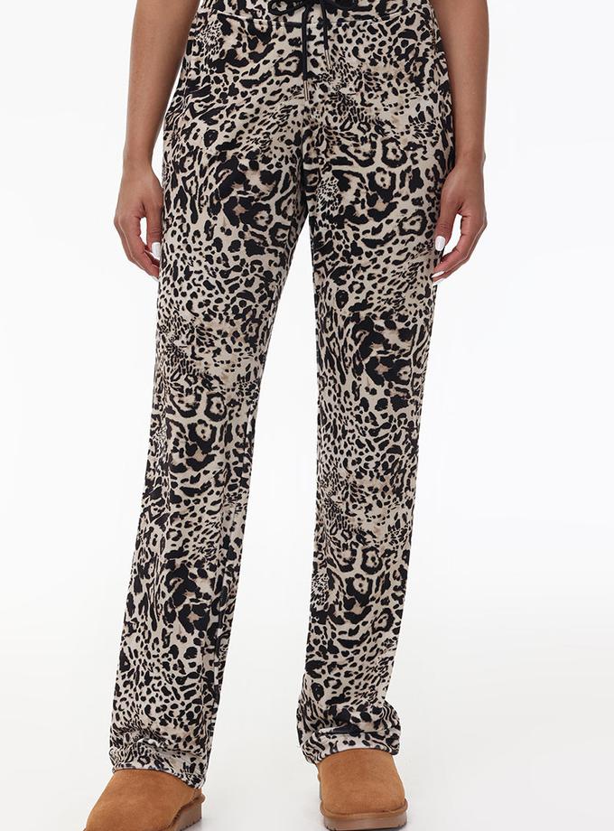 Animal Print Small Bling Velour Track Pants High Quality