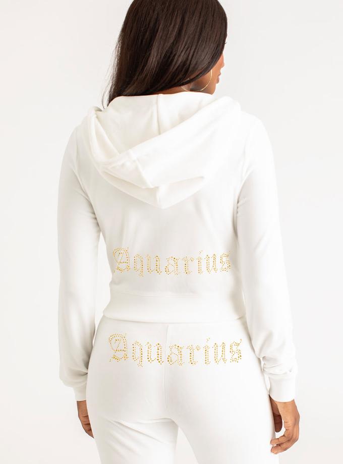 Aquarius Big Bling Velour Hoodie Same Day Delivery