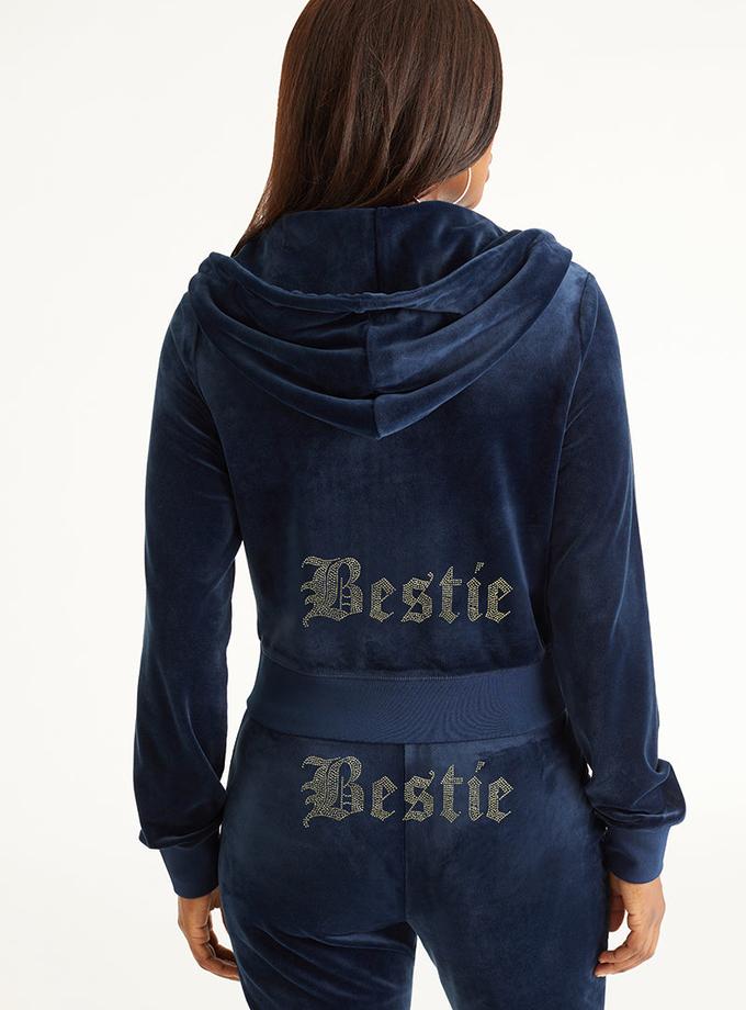 Bestie Big Bling Velour Hoodie On Sale