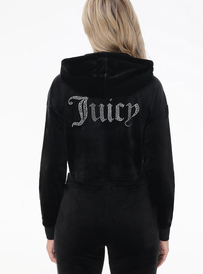 Big Bling High Low Cropped Hoodie Same Day Delivery