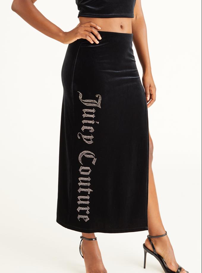 Big Bling Velour Maxi Skirt Same Day Delivery