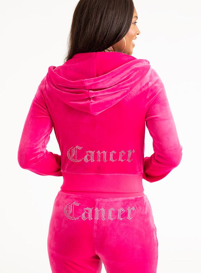 Cancer Big Bling Velour Hoodie Free shipping