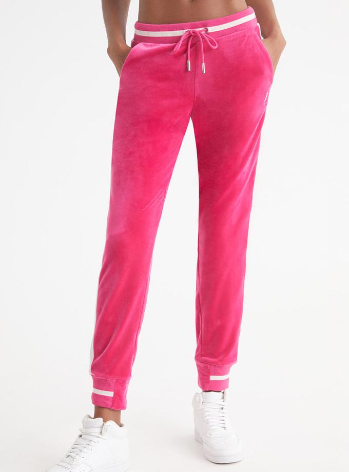 Contrast Rib Velour Joggers Free shipping