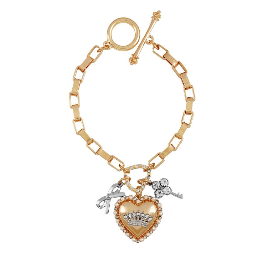 Crown Charm & Heart Pendant Bracelet Free shipping