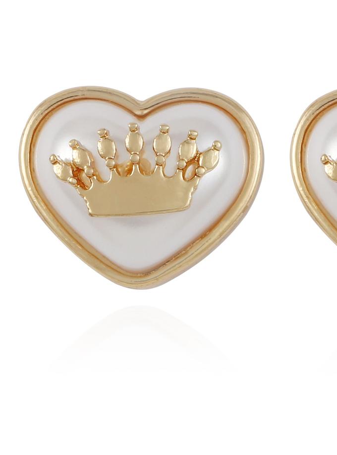 Crown in Heart Stud Earrings For Sale