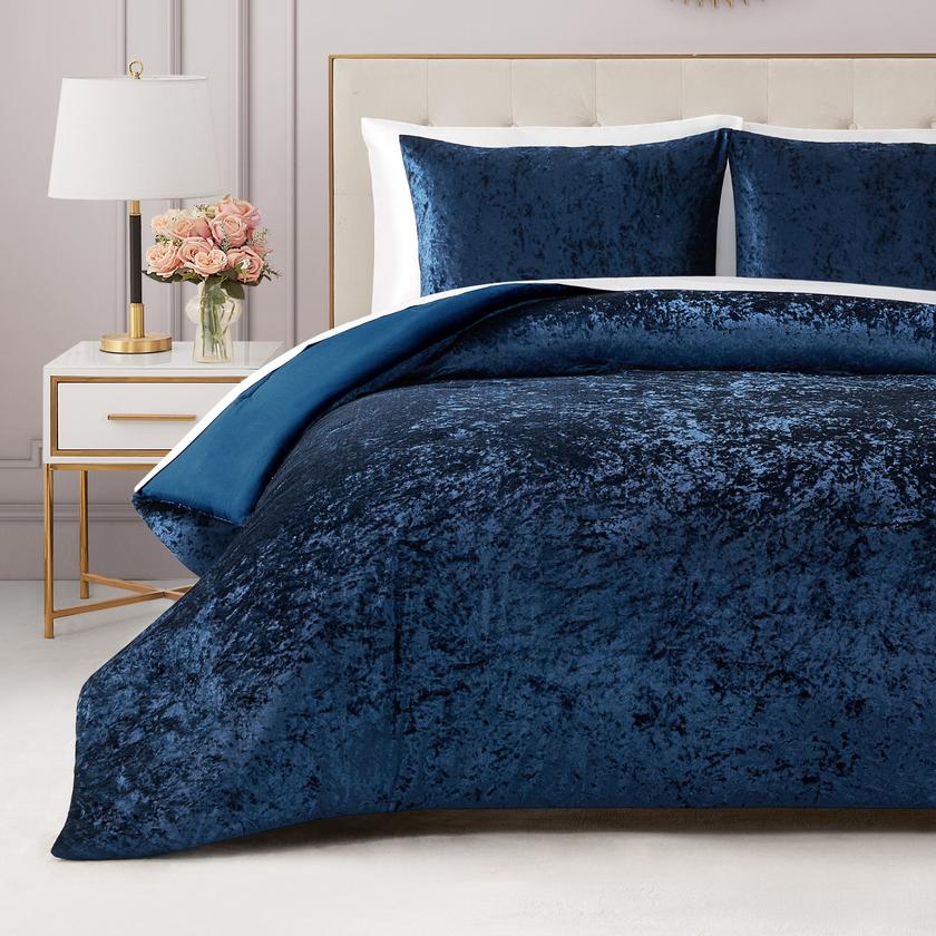 Crushed Velvet Comforter Set For Sale