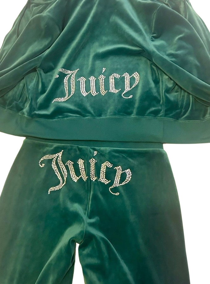 Emerald green bling velour tracksuit—REJUICED Best Seller