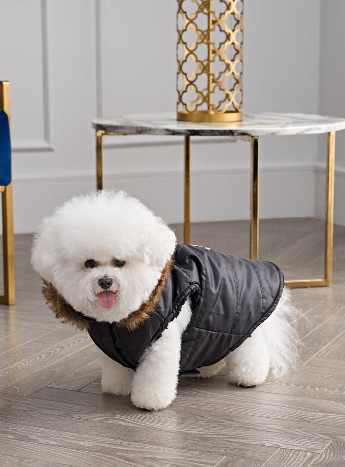 Faux Fur Hooded Pet Jacket Free shipping