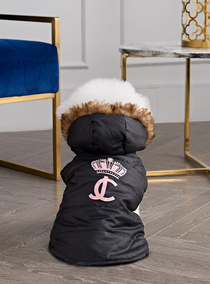 Faux Fur Hooded Pet Jacket Free shipping