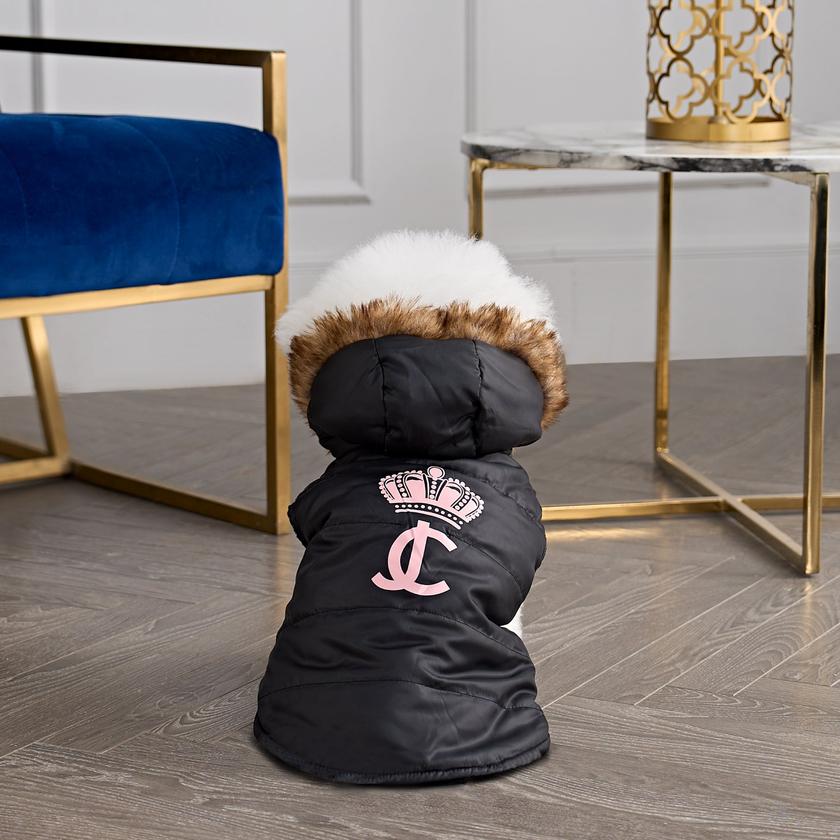 Faux Fur Hooded Pet Jacket Free shipping