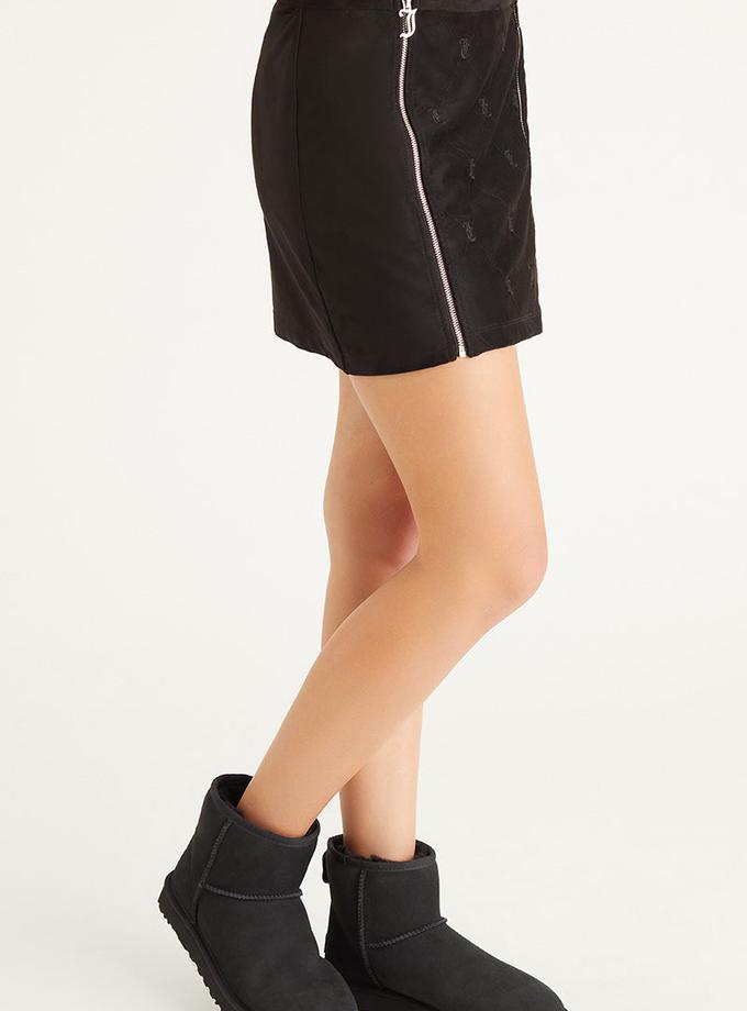 Faux Suede Double Zip Skirt Best Price