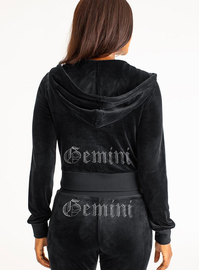 Gemini Big Bling Velour Hoodie On Sale