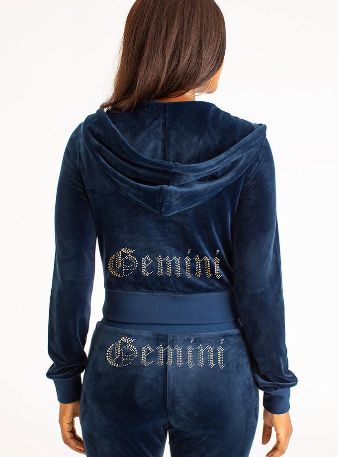 Gemini Big Bling Velour Hoodie Same Day Delivery