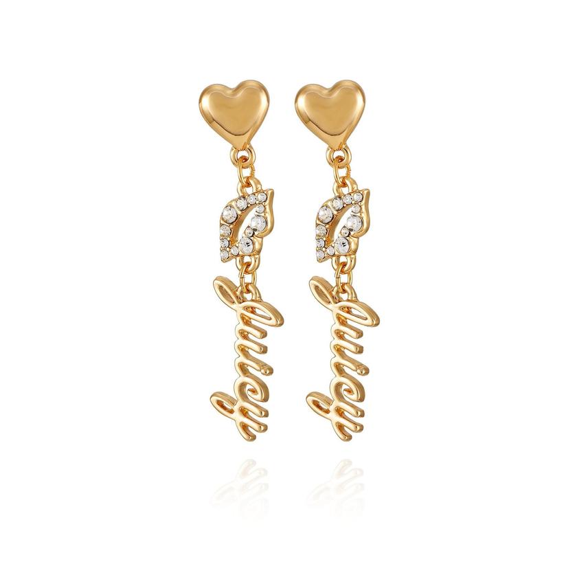 Heart Charm Drop Earrings On Sale