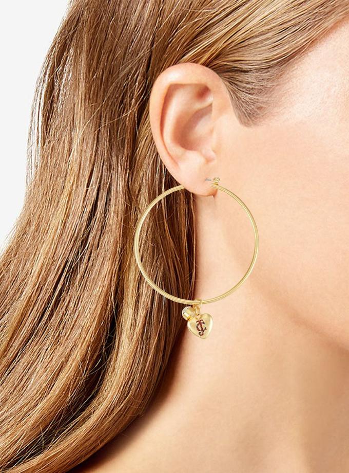 Heart Drop Hoop Earrings High Quality