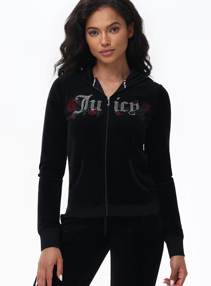 Juicy Roses Bling Cotton Velour Hoodie On Sale