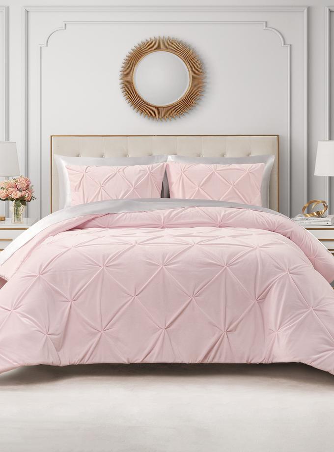 Kiss Pleat Micromink Comforter Set New Arrival