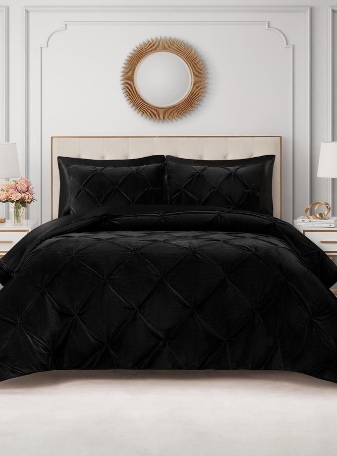 Kiss Pleat Micromink Comforter Set On Sale