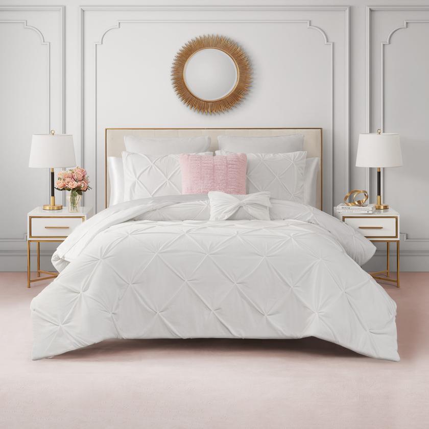 Kiss Pleat Micromink Comforter Set With Decorative Pillows Best Buy