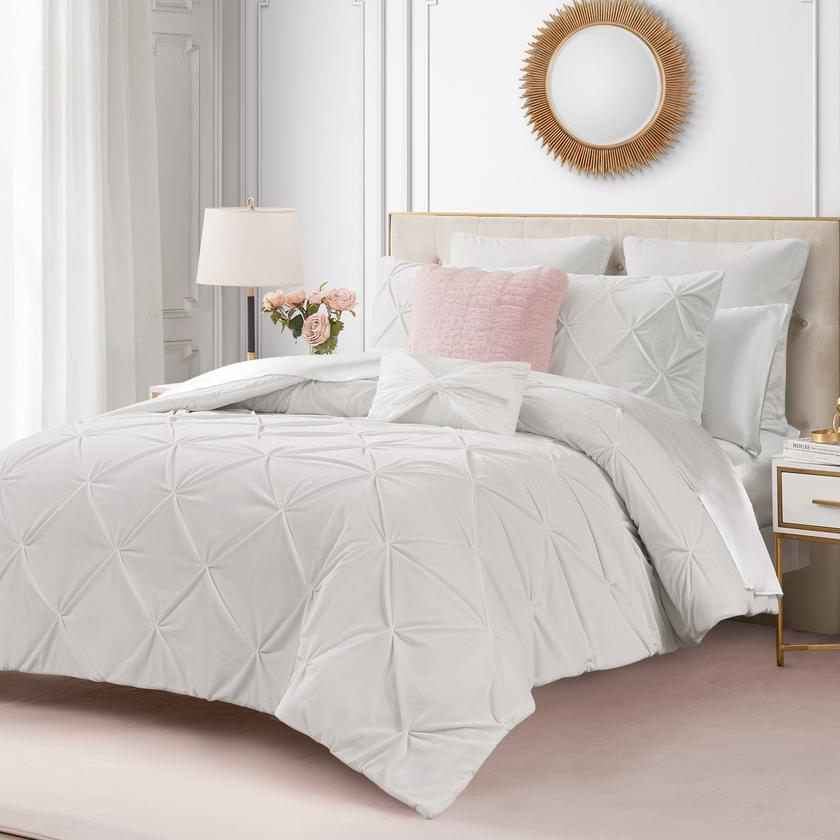 Kiss Pleat Micromink Comforter Set With Decorative Pillows Best Buy