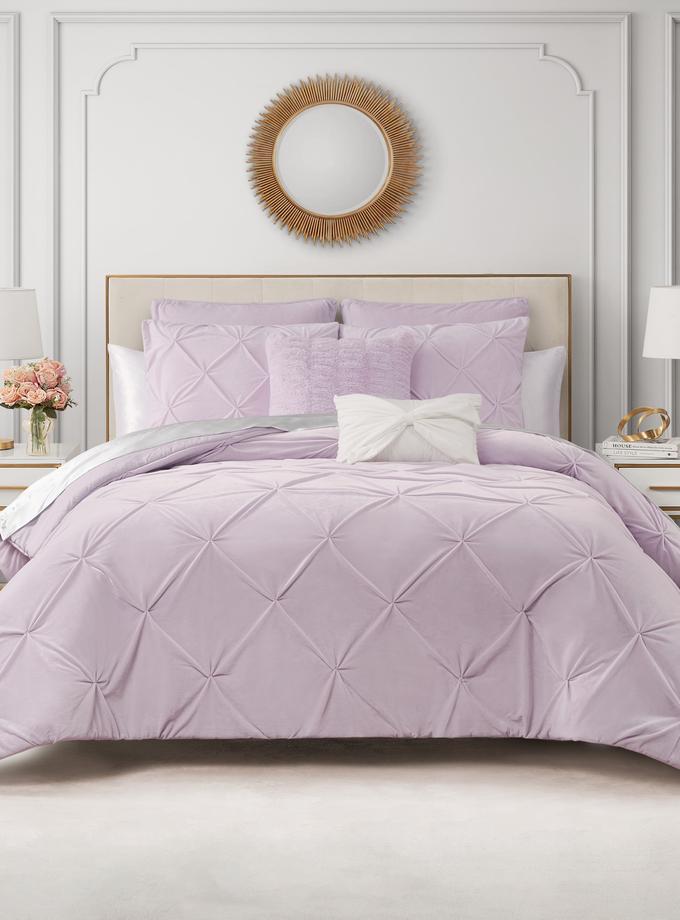 Kiss Pleat Micromink Comforter Set With Decorative Pillows Best Price