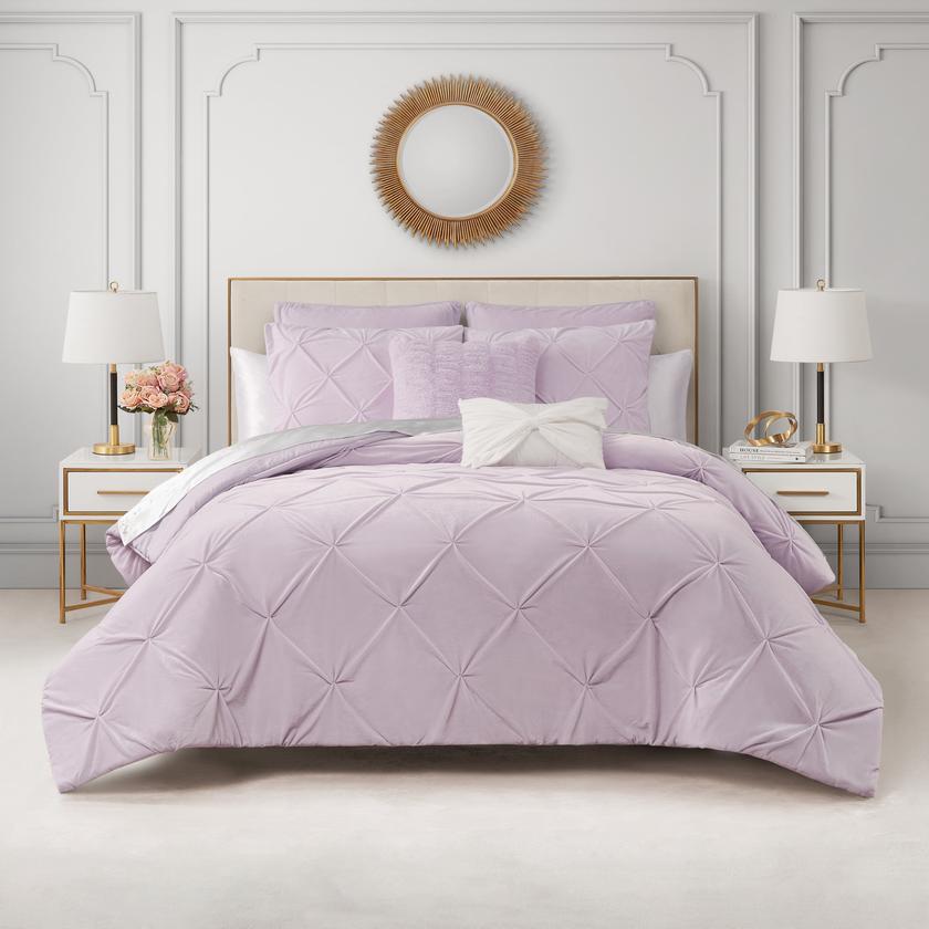 Kiss Pleat Micromink Comforter Set With Decorative Pillows Best Price