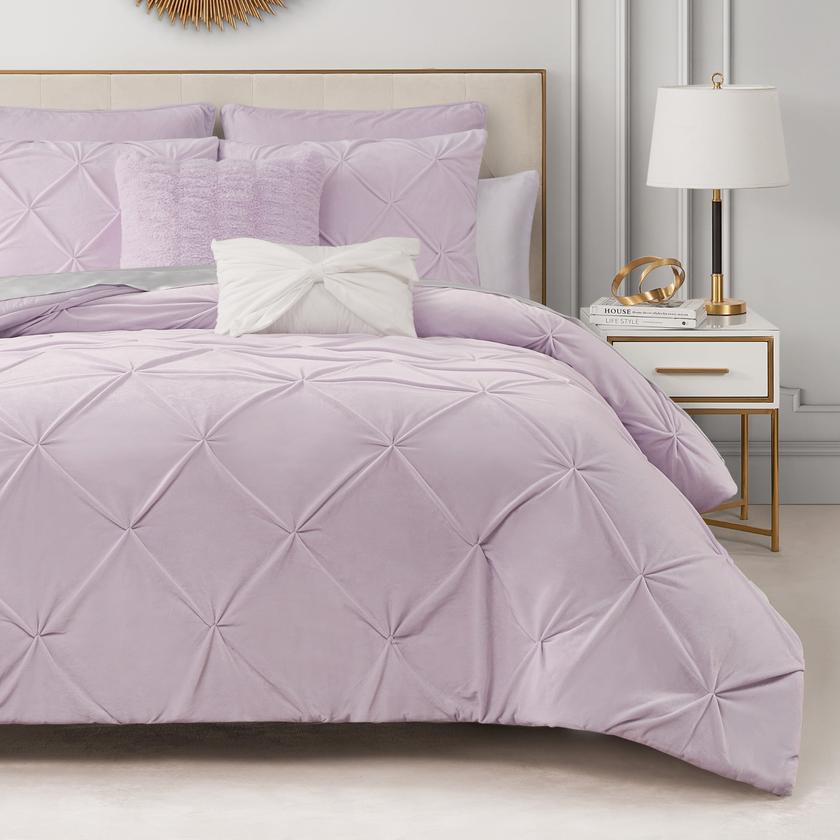 Kiss Pleat Micromink Comforter Set With Decorative Pillows Best Price