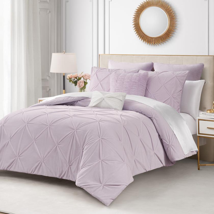 Kiss Pleat Micromink Comforter Set With Decorative Pillows Best Price