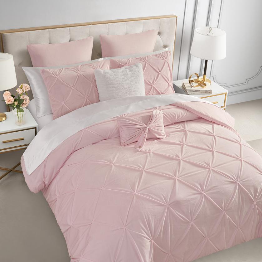 Kiss Pleat Micromink Comforter Set With Decorative Pillows For Sale