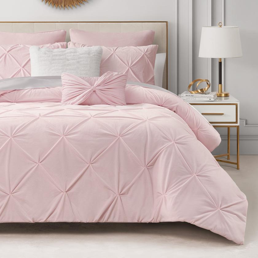 Kiss Pleat Micromink Comforter Set With Decorative Pillows For Sale