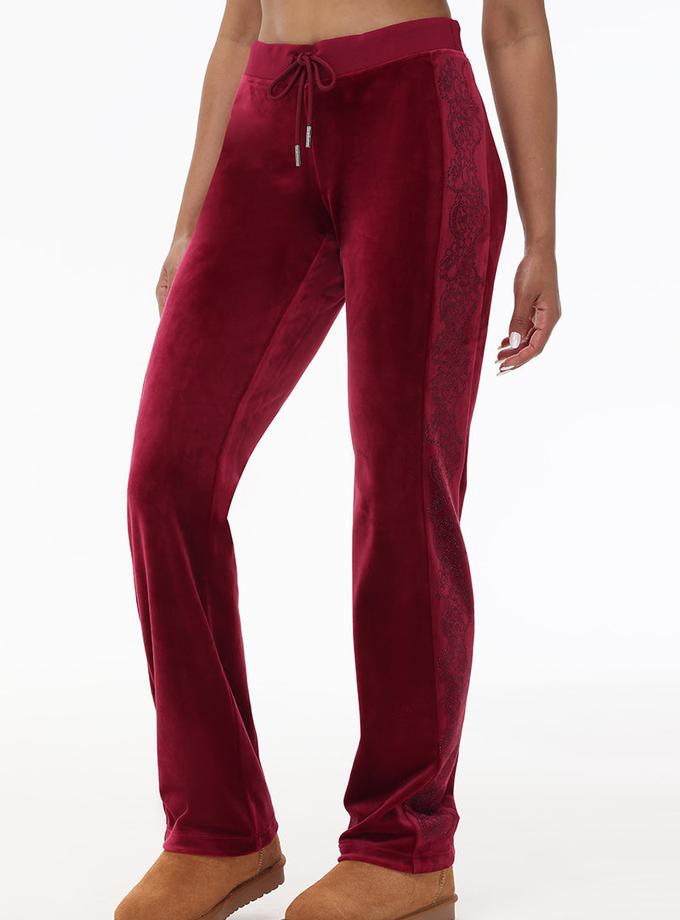 Lace Rhinestone Classic Track Pants On Sale