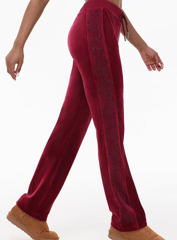 Lace Rhinestone Classic Track Pants On Sale