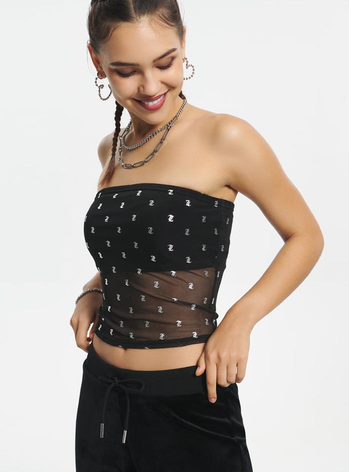 Metallic Monogram Mesh Tube Top Best Seller