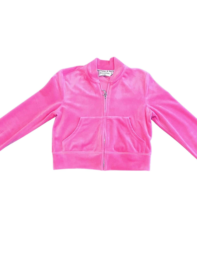 Monogram Cropped Velour Bomber Jacket—REJUICED High Quality