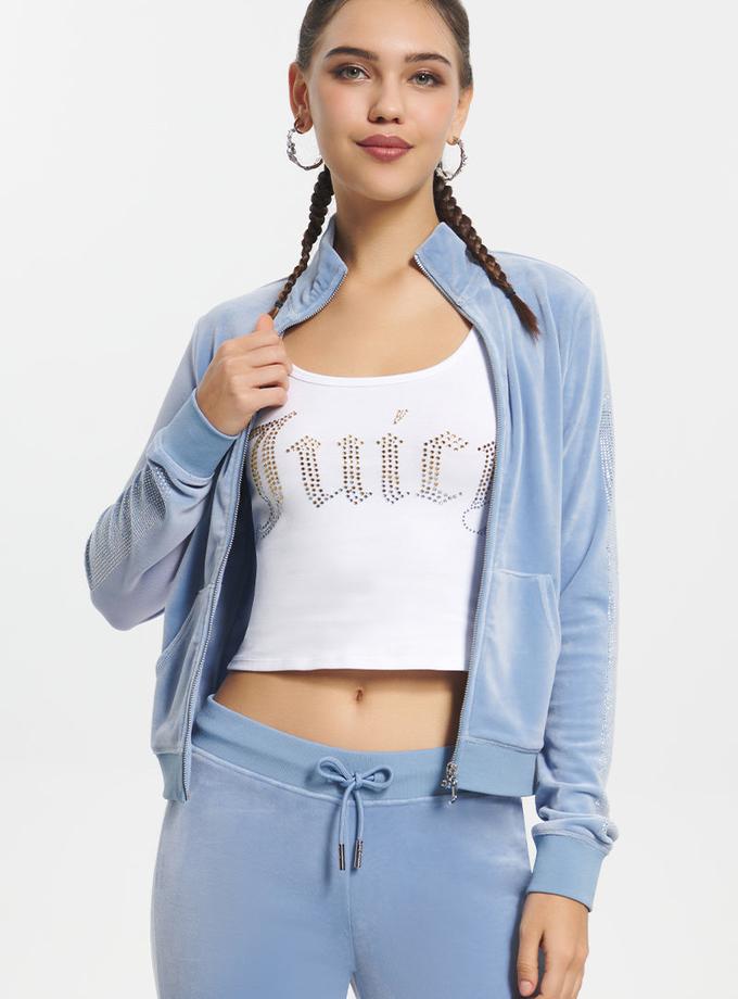 Ombre Bling Cropped Velour Track Jacket Best Buy