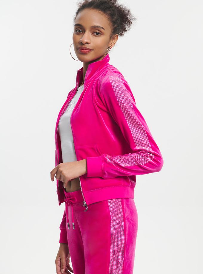 Ombre Bling Cropped Velour Track Jacket Best Seller