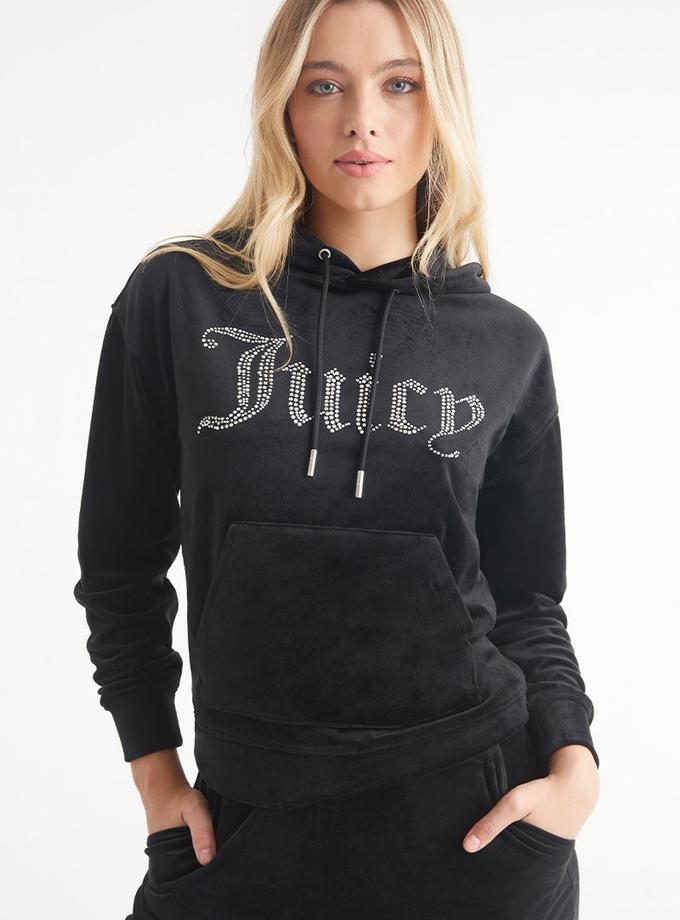 Oversized Big Bling Velour Hoodie High Quality