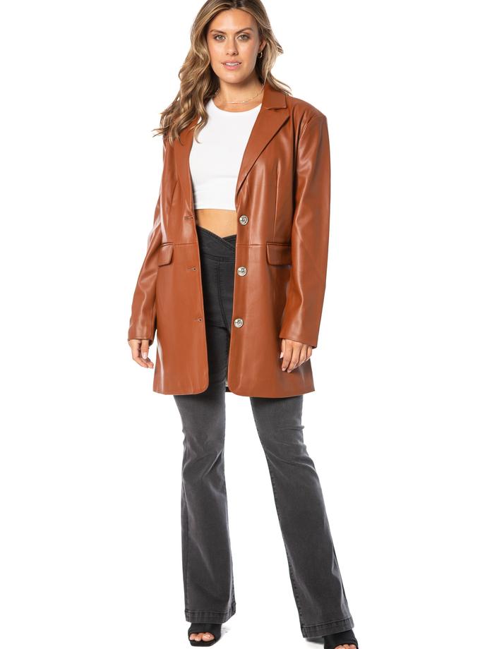 Oversized Faux Leather Trench Coat Free shipping