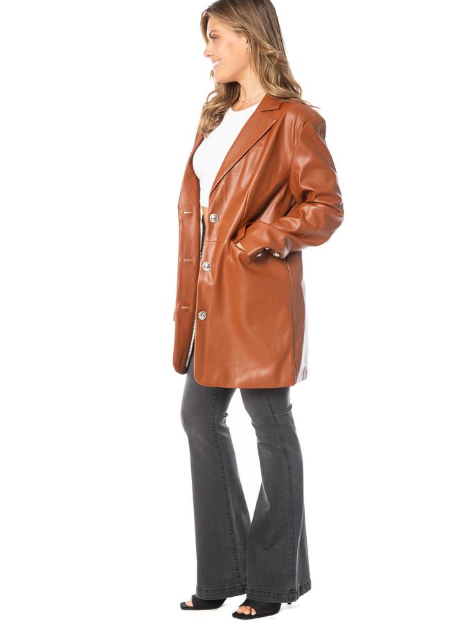 Oversized Faux Leather Trench Coat Free shipping