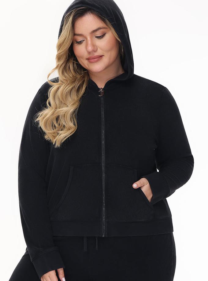 Plus-Size Big Bling Towel Terry Zip Hoodie For Sale