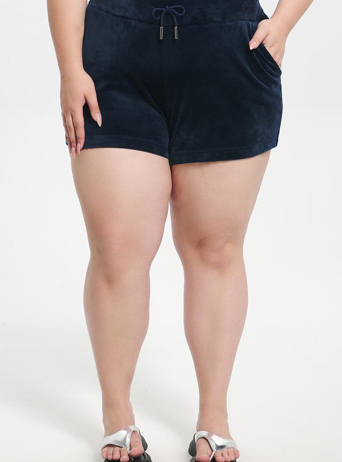 Plus-Size Big Bling Velour Shorts Best Price