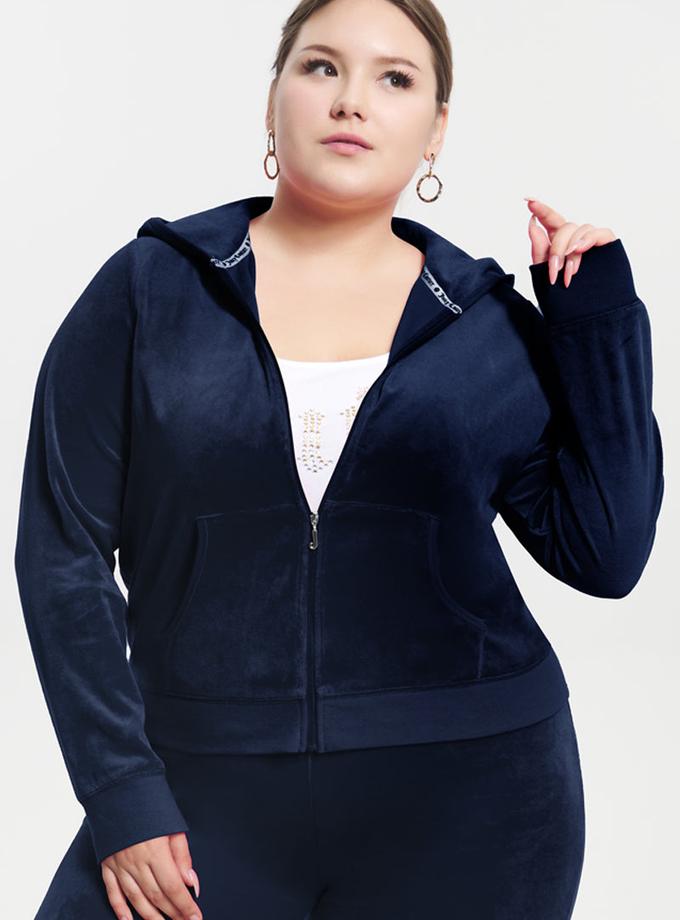 Plus-Size Classic Cotton Velour Hoodie On Sale