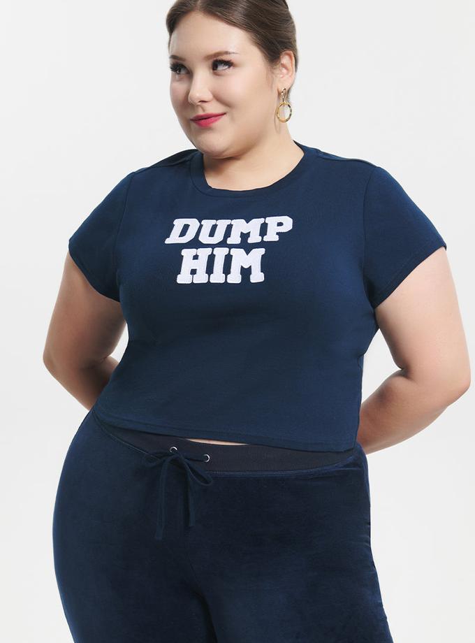 Plus-Size Dump Him Baby Tee High Quality