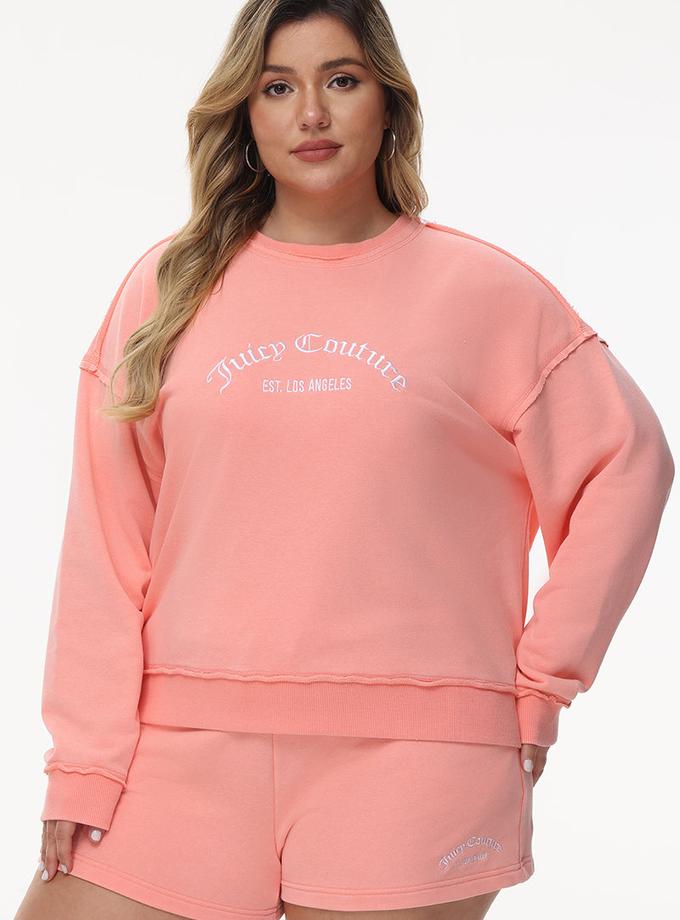 Plus-Size French Terry Embroidered Crewneck Best Buy