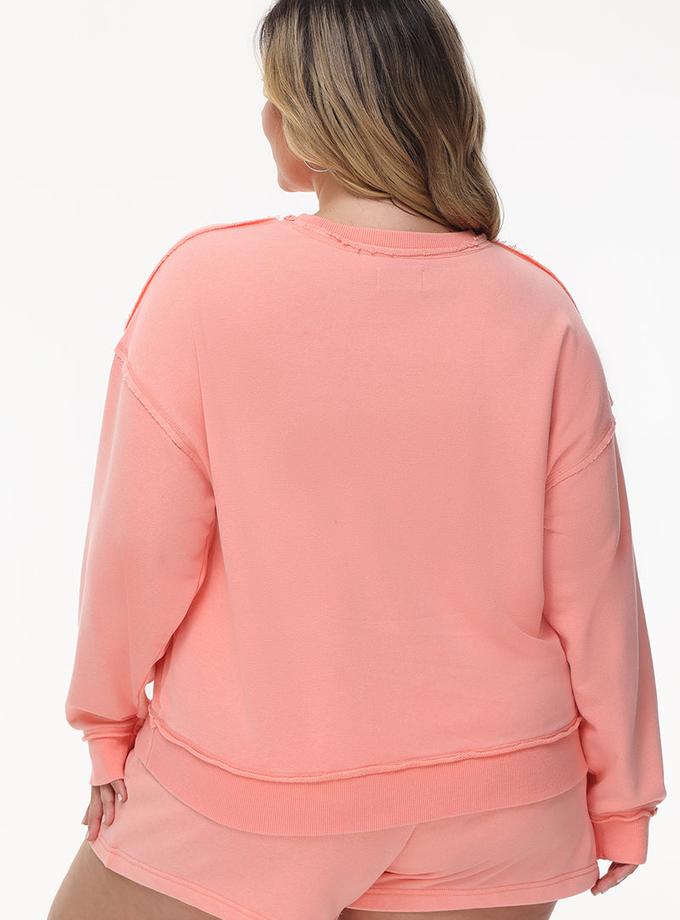 Plus-Size French Terry Embroidered Crewneck Best Buy