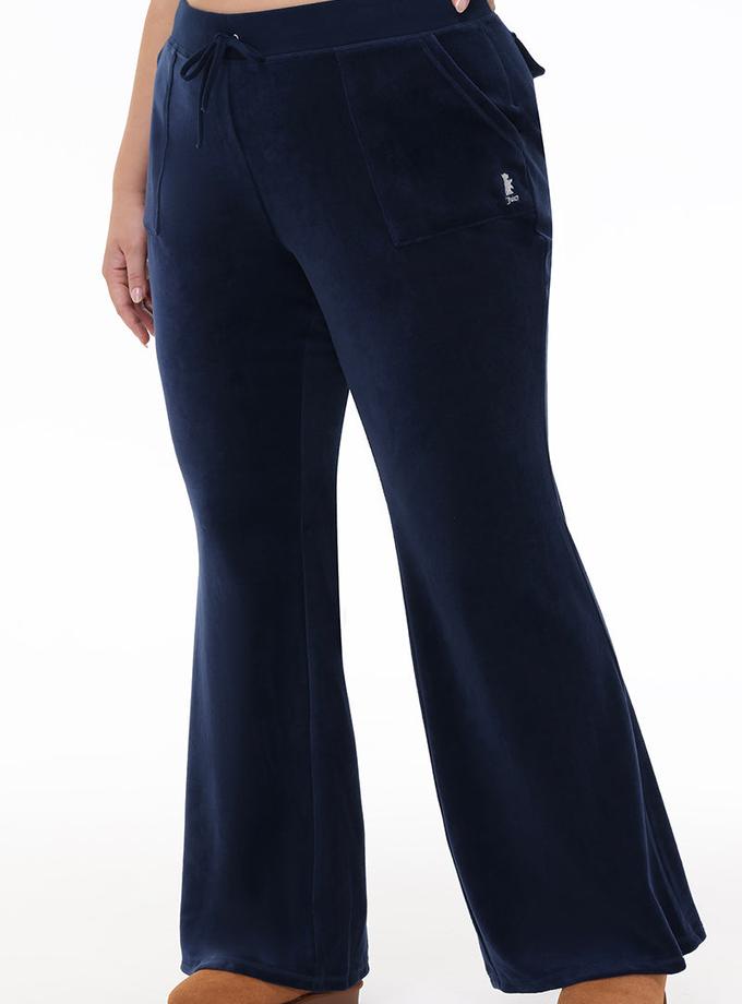 Plus-Size Hollywood Scottie Snap Pocket Cotton Velour Track Pants Free shipping