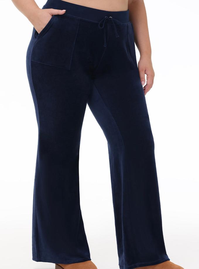 Plus-Size Hollywood Scottie Snap Pocket Cotton Velour Track Pants Free shipping