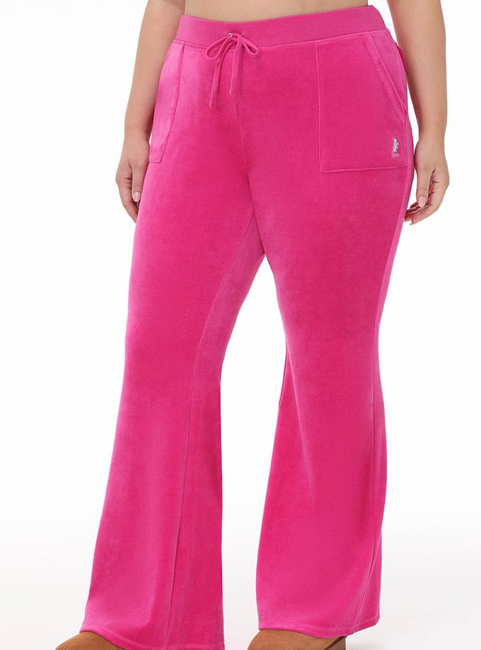 Plus-Size Hollywood Scottie Snap Pocket Velour Track Pants High Quality