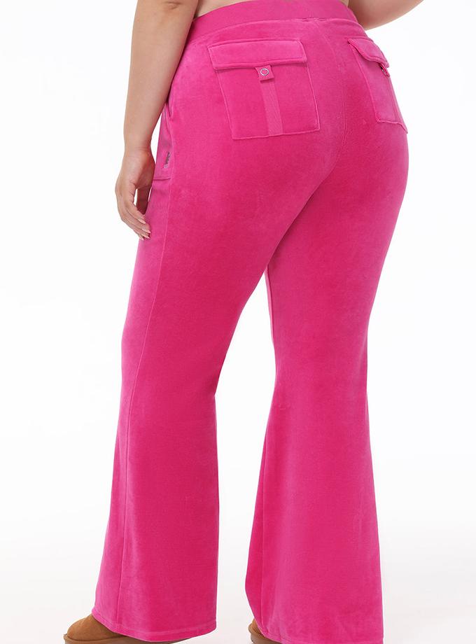 Plus-Size Hollywood Scottie Snap Pocket Velour Track Pants High Quality