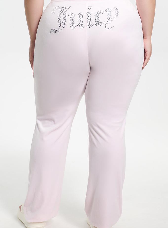 Plus-Size Mixed Jewels Velour Track Pants High Quality